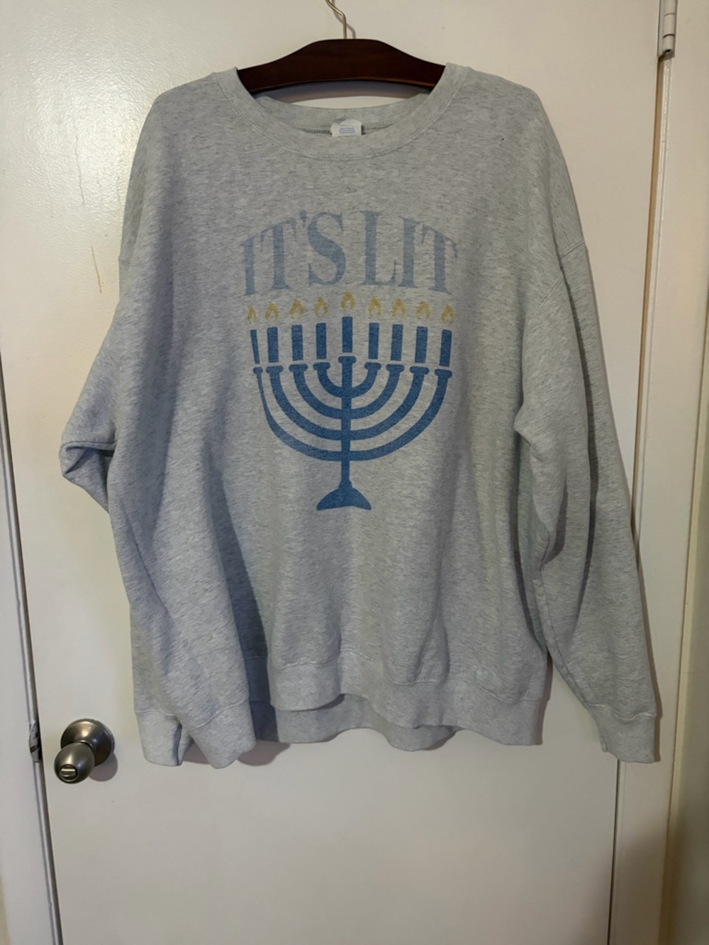 Gray "It's Lit" Menorah Sweatshirt